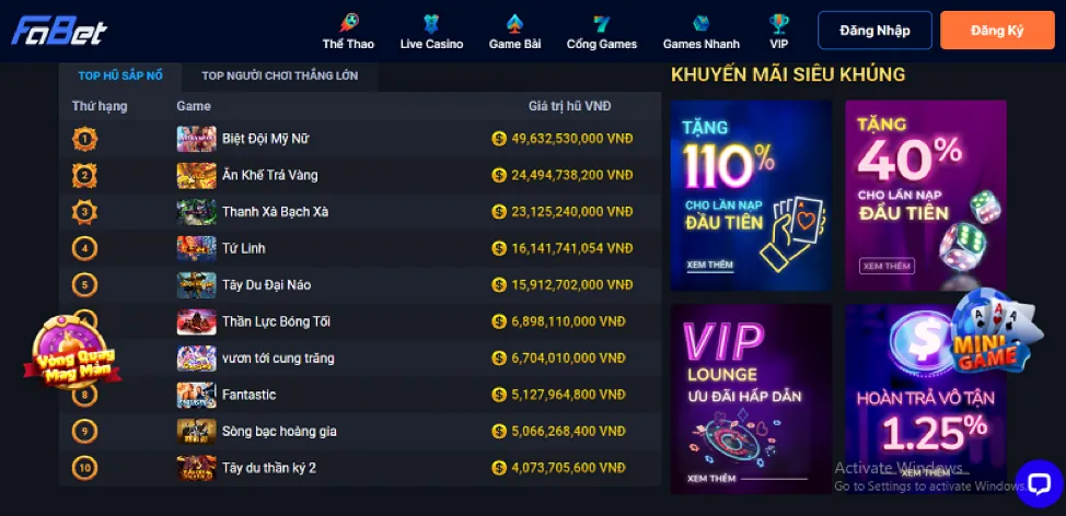 Chương trình khuyến mãi đặc biệt và hệ thống VIP tại g666 tải game